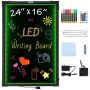 LED message writing board, 24x16 inches, with chalk markers and remote control