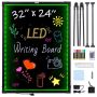LED writing board with lighting, 81x61 cm, erasable