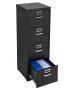 Metal 4-drawer filing cabinet with lock, black, A4/Letter/Legal size files