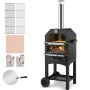 Outdoor Wood Fired 12 Inch Pizza Oven with Wheels, 2 Layers
