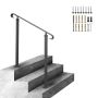 Wrought iron adjustable black outdoor railing with installation kit