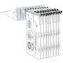 Wall-mounted drawing storage rack with 12 rotating holders, holds up to 1200 drawings, for 24-42 inch clamps