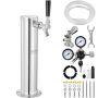 Stainless steel beer keg tower dispenser with tap and dosing regulator