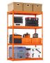 Adjustable metal 4-tier shelves, 20x40x60", orange