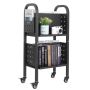 Library book trolley, 70 kg, 45x33x88 cm, black