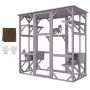 Outdoor cat house, 7-tier aviary with 5 platforms, 2 resting boxes, 71 x 35 x 67 inches.