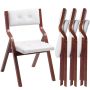Wooden folding dining chairs with cushions, 4 pcs, white