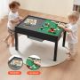 Children's wooden activity table with blocks and storage boxes, black