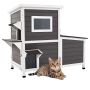 Wooden two-story outdoor cat house with window, 107x63x86 cm