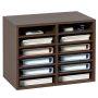Wooden literature organizer box, 12 compartments, 20.4x12x16.1 inches.