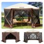 Gazebo-style camping tent with mesh, 10x10 feet, with stakes and carrying bag