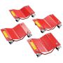 Heavy Duty Steel Wheeled Car Transporter, 8000 lbs, Red, 4-Piece Set