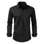Men's black slim-fit button-down shirt, long sleeves