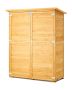 Large wooden outdoor storage shed with metal frame, 139x175 cm