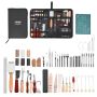 Leatherworking tool set, 59 pcs., with canvas bag
