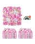 3D Artificial Flower Wall Panels, 15x15 inches, Pink, 12 pcs.