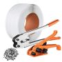 Strapping and bundling set with tensioning tool, 1000 m PP strap and 1000 metal seals