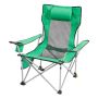 Folding camping chair with footrest and cup holder, 150 kg