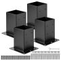 6x6 carbon steel post brackets, black, 4 pcs., 142x142 mm
