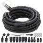 6AN 25ft Black PTFE Fuel Hose Kit with 15 Swivel Connector Adapters