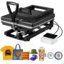 Hybrid heat press 380x380 mm, black, multifunctional (for T-shirts, mugs, caps)