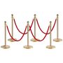 Stainless steel queue barrier with red velvet ropes, 6 pcs.