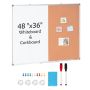 White cork magnetic board, 48x36 inches, with aluminum frame