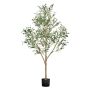150 cm artificial olive tree with black pot and natural tree trunk