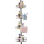Shower corner tension pole "caddy", stainless, 56-114 inches, with pipette