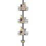 Shower corner tension pole caddy, 39-125 inches, stainless, multi-function