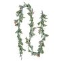 Christmas artificial garland with lights, 2011 mm, greenery and berries