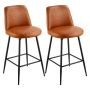 Bar stool set of 2, swivel, PU leather, brown, 69 cm