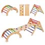 Pikler wooden climbing set for children 1-3 years old, montessori playground with ramp and arch, colorful