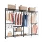 Clothes rack with steel frame, adjustable, 499 kg capacity, 4 rods