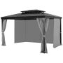 Outdoor gazebo side curtains, gray, 12'x10'x6.7'
