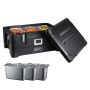 Insulated food container carrier, 36 L, 3 stainless steel containers, black