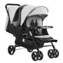 Double folding baby stroller with tandem seats, gray/black