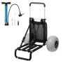 Foldable beach cart with large balloon wheels, 165 kg load capacity