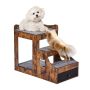 Bunk bed for a dog or cat in a rusty brown color with a window and a storage box
