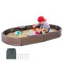 Children's sandbox with lid, 72x41.5x9.1 inches, brown, HDPE, 4 corner seats