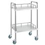 Laboratory trolley with wheels, 2 shelves, stainless steel, 385x548x865 mm