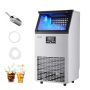 Commercial stainless steel ice cube maker, 45 kg/24 hrs, 12.7 kg capacity, LED display, self-cleaning
