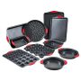 Baking tray set, 10 pieces, carbon steel, silicone handles