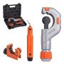 3-piece pipe cutter set, 1/8"-2" range, burr removal tool, professional