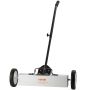 Magnetic 18-inch lawn broom with wheels and collector