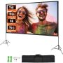 Projector screen with stand, 150 inch, 16:9, 4K HD, for outdoor and home cinema