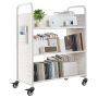 Library trolley with books, 150 kg, white, 97x51.5x122.5 cm