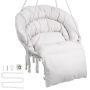 Hanging macrame hammock-swing with cushion, 150 kg, beige