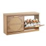 Hallway rattan shoe bench with drawers and cushion, 988x240x500 mm