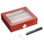 Handmade Spanish cedar wood cigar humidor with hygrometer, 10-25 cigars